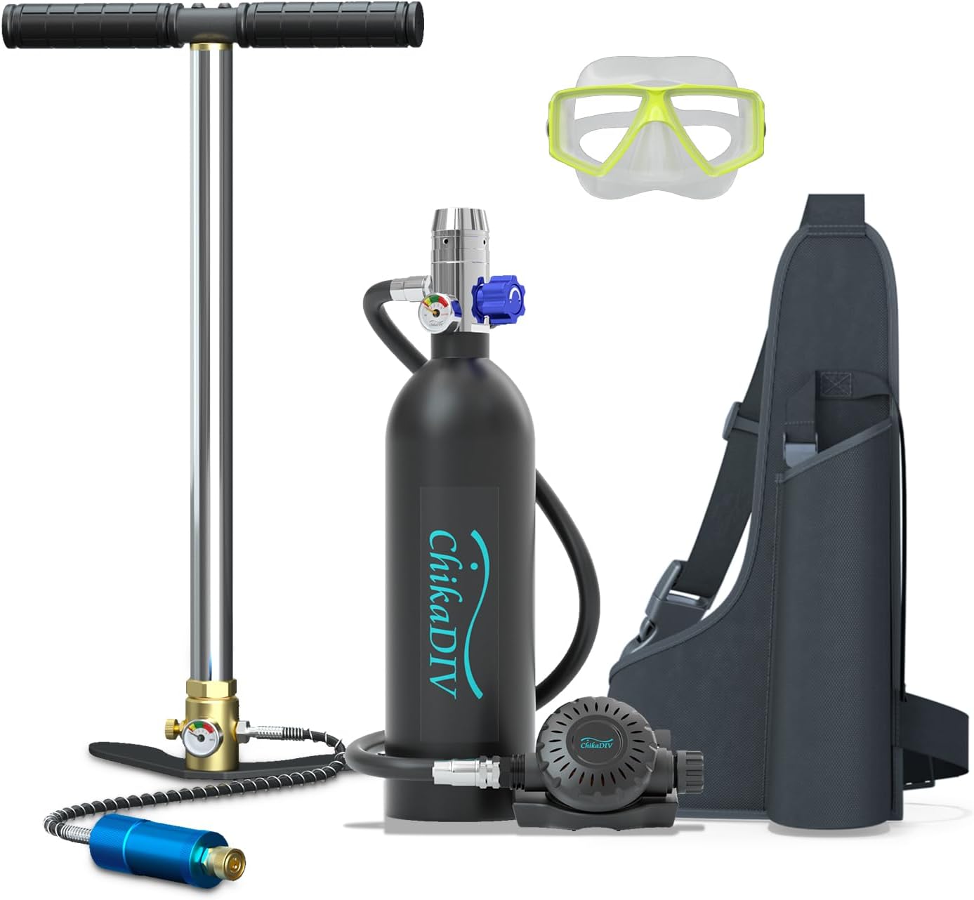 Mini Scuba Tank with 1L Capacity Portable Lung Tank Diving Tank Diving Equipment Fit for Emergency Rescue,Snorkeling, and Ship Repair