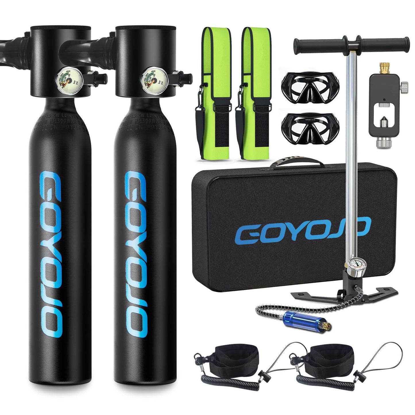 0.5L Mini Scuba Tank with Pump, Portable Diving Tank, Lung Tank Kits with 3000 PSI Max Pressure, Reusable Scuba Diving Kit Gear with Pump Underwater Breathing Training