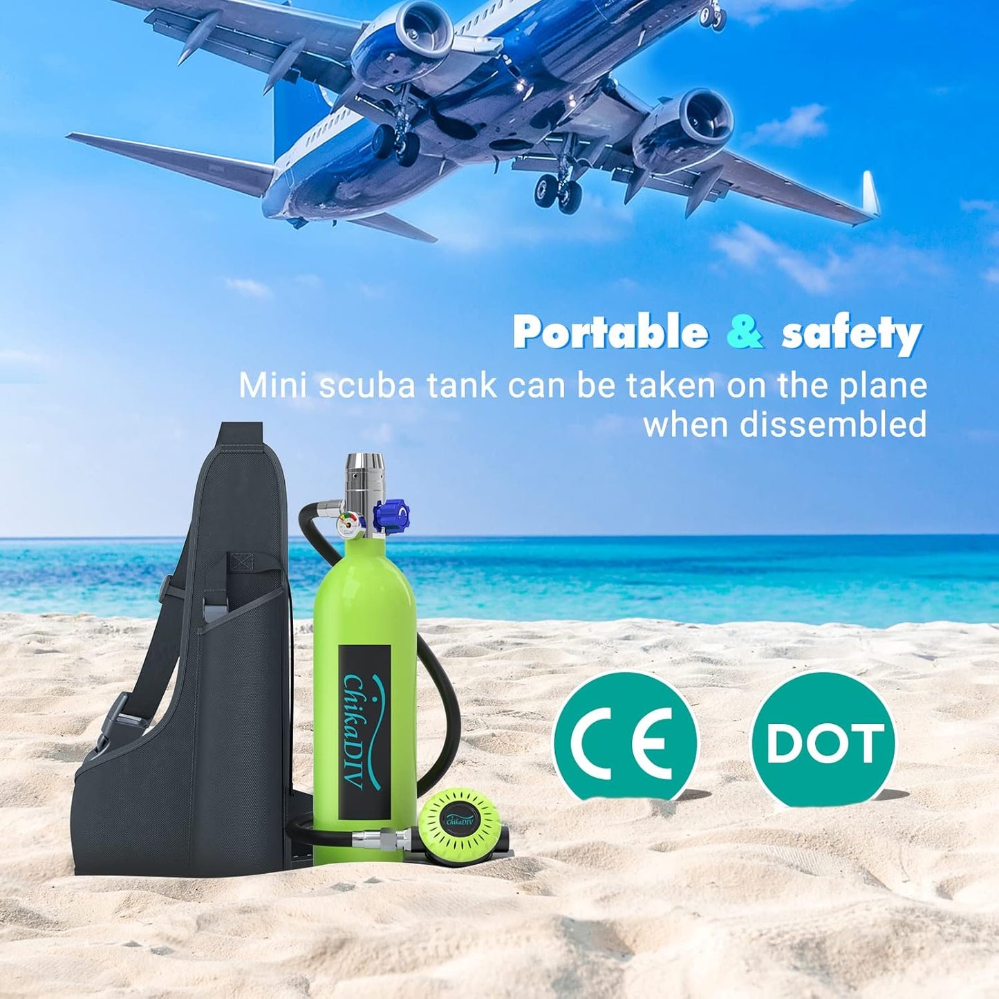 Mini Scuba Tank, 1L Lung Tank for 12-18 Minute Underwater Breathing for Snorkeling & Scuba Diving Tank for Exploration Emergency