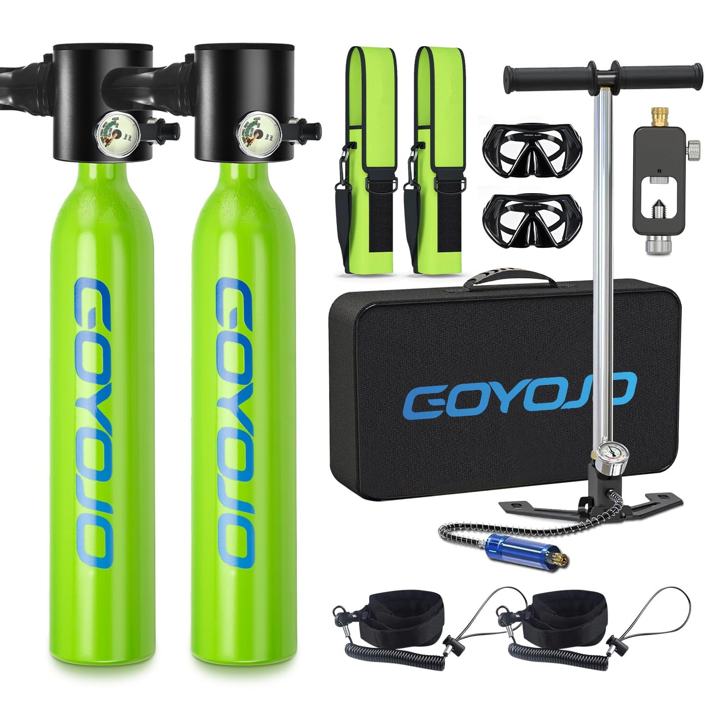 0.5L Mini Scuba Tank with Pump, Portable Diving Tank, Lung Tank Kits with 3000 PSI Max Pressure, Reusable Scuba Diving Kit Gear with Pump Underwater Breathing Training