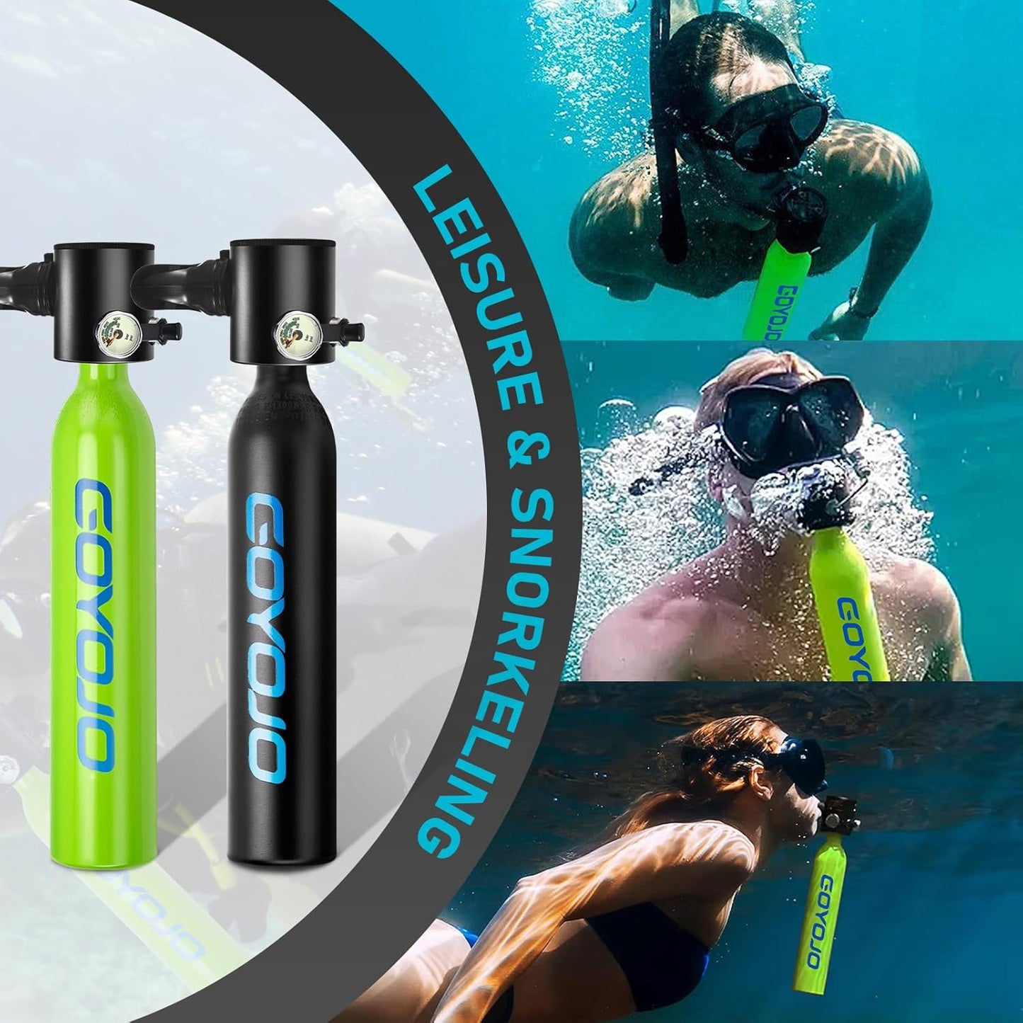 0.5L Mini Scuba Tank with Pump, Portable Diving Tank, Lung Tank Kits with 3000 PSI Max Pressure, Reusable Scuba Diving Kit Gear with Pump Underwater Breathing Training