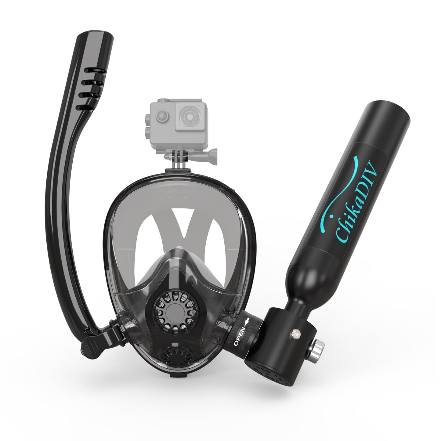 Mini Scuba Tank with Sub-Mask, 0.5L Diving Tank with Full-face Mask Underwater Breath System up to 10 Minutes