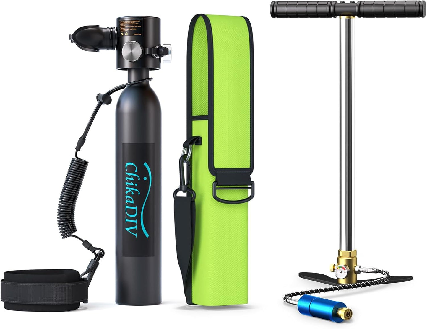 Mini Scuba Tank with Pump,Portable Diving Tank,0.5l Lung Tank for Snorkeling Diving, Reusable Scuba Diving Kit Gear with Pump Underwater Breathing Training, Emergency Rescue