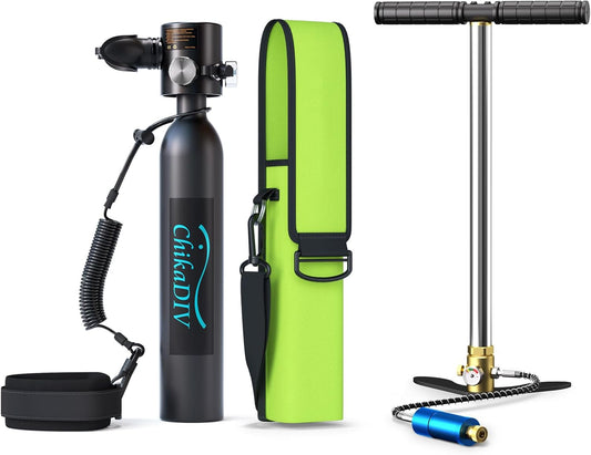 Mini Scuba Tank with Pump,Portable Diving Tank,0.5l Lung Tank for Snorkeling Diving, Reusable Scuba Diving Kit Gear with Pump Underwater Breathing Training, Emergency Rescue