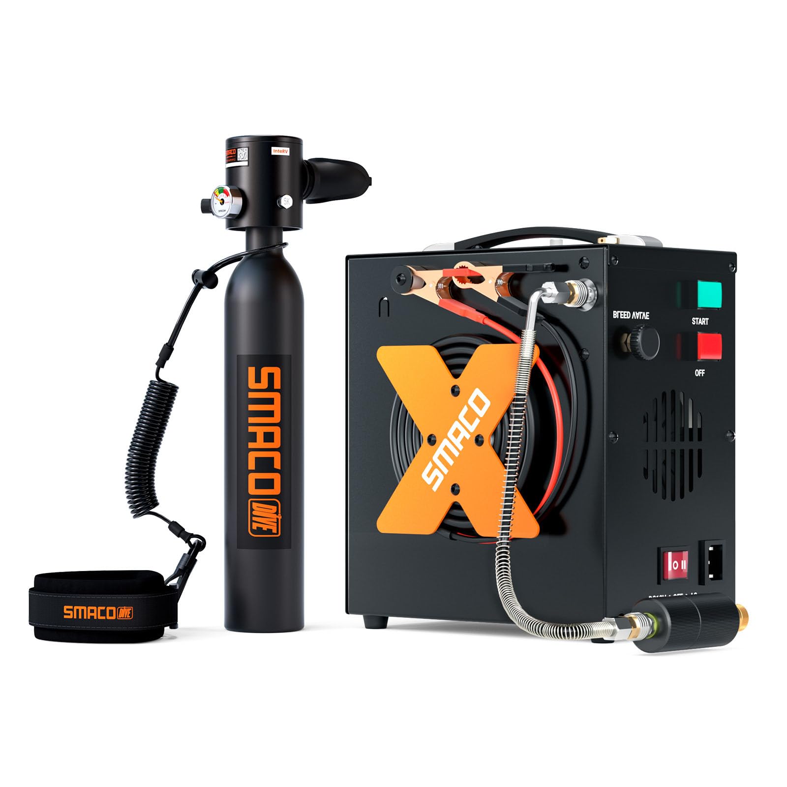 SMACO Mini Scuba Tank 0.5L Portable Small Diving Tank for Underwater Breathing Reusable Diving Cylinder up to 10 Minutes Dive Time Lung Diving Tank Emergency Rescue Pony Bottle S300