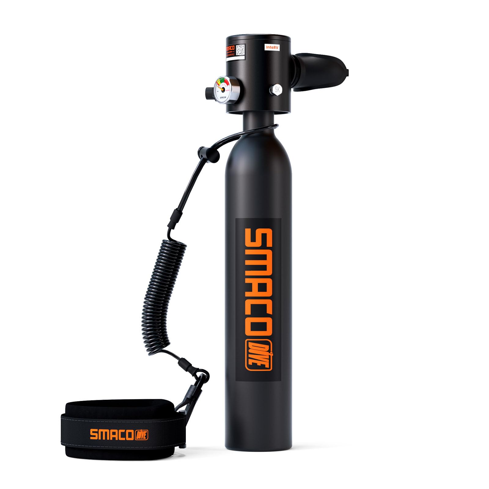 SMACO Mini Scuba Tank 0.5L Portable Small Diving Tank for Underwater Breathing Reusable Diving Cylinder up to 10 Minutes Dive Time Lung Diving Tank Emergency Rescue Pony Bottle S300