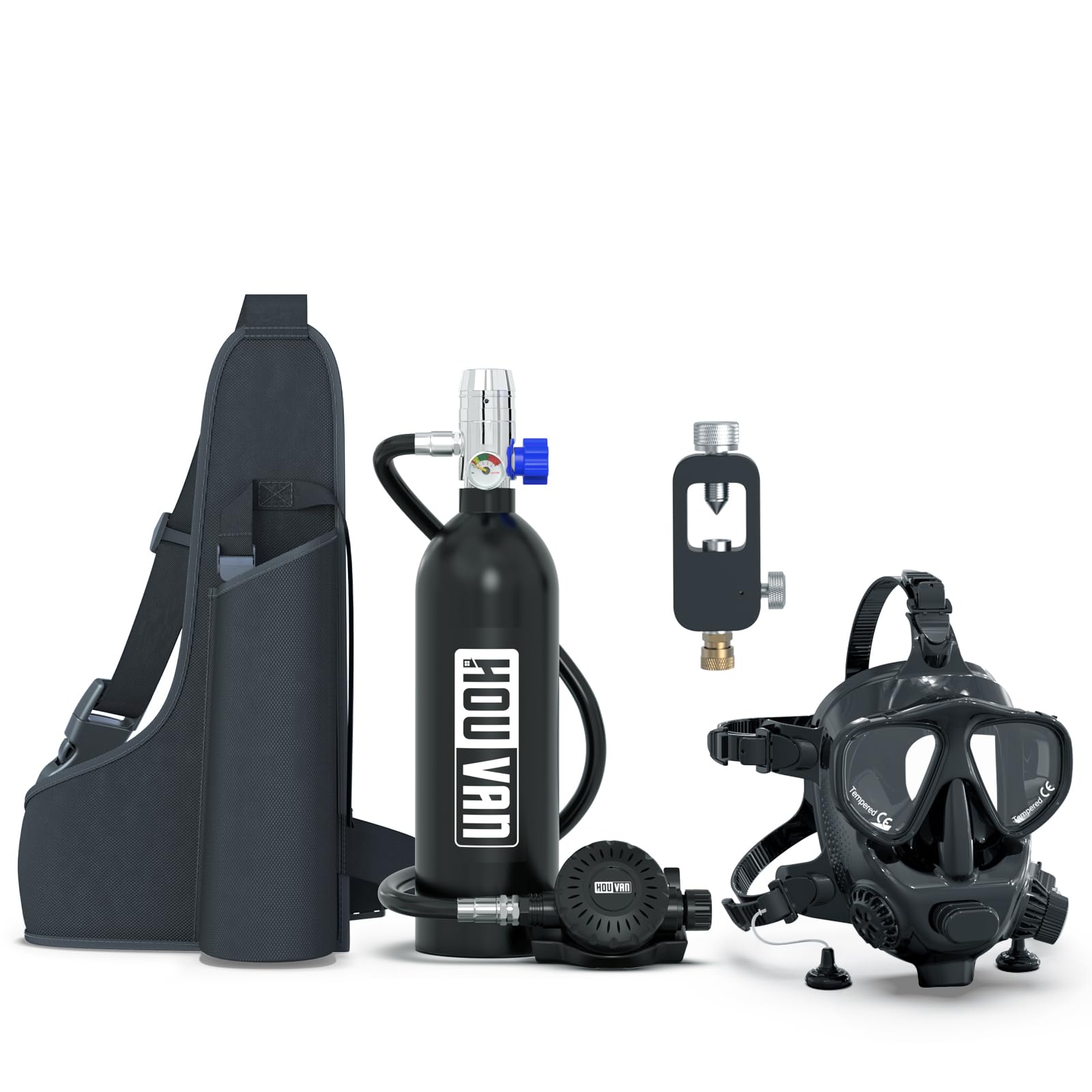 H400 Mini Scuba Tank 1.0L Scuba Tank Up to 20 Minutes Underwater Breathing Portable Diving Tank with On-Off Valve Reusable Pony Bottle for Underwater Exploration Emergency/Recreation