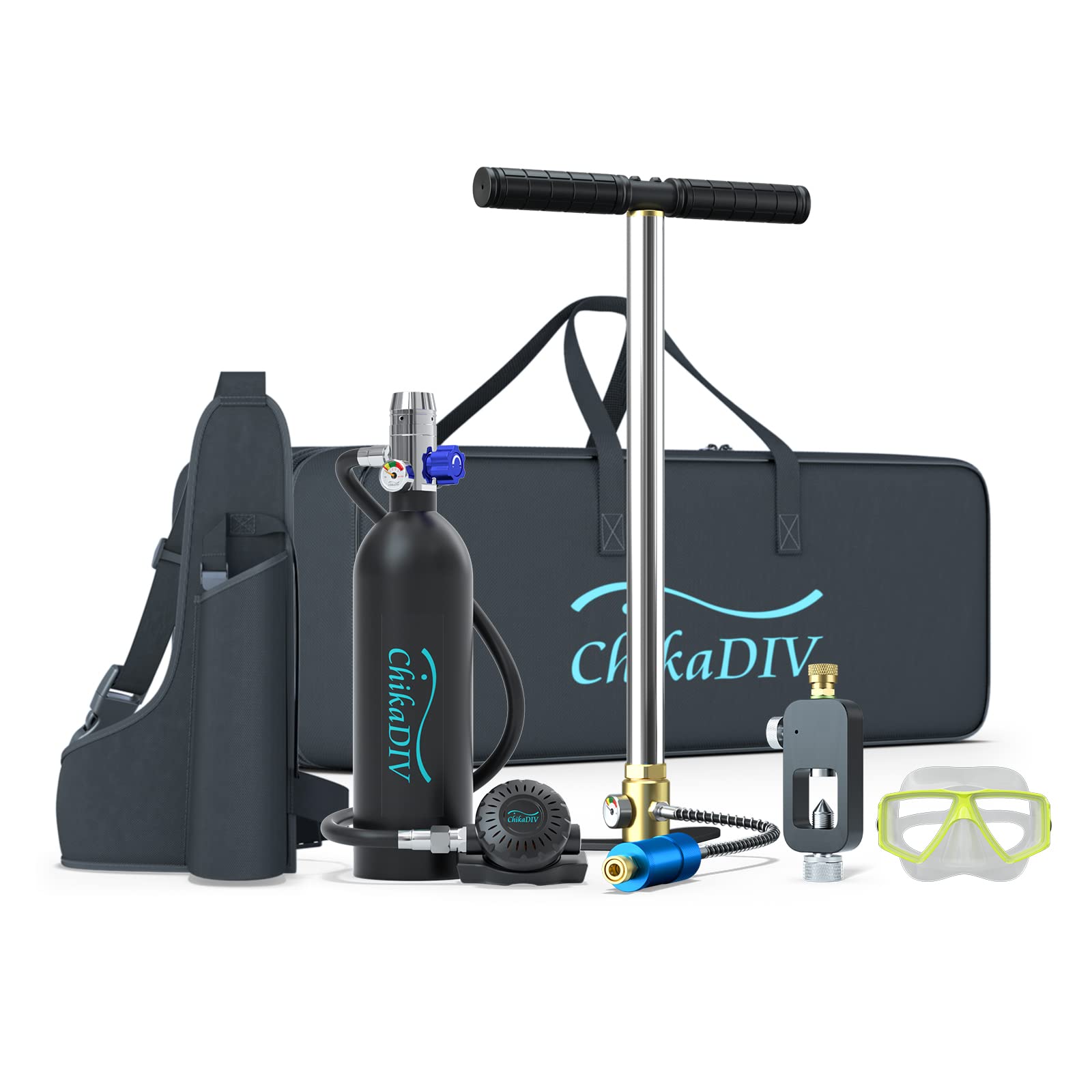 Mini Scuba Tank, 1L Lung Tank for 12-18 Minute Underwater Breathing for Snorkeling & Scuba Diving Tank for Exploration Emergency