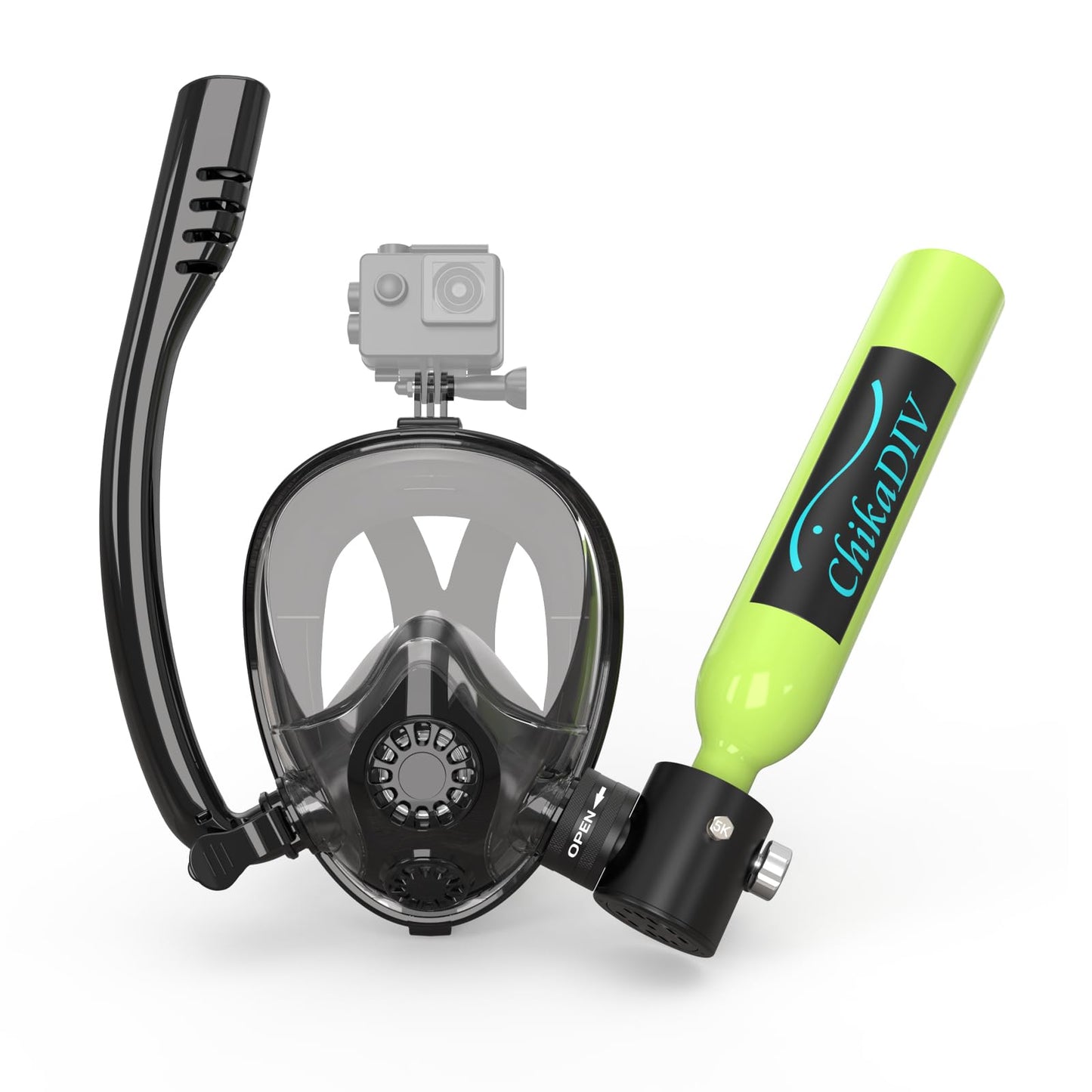 Mini Scuba Tank with Sub-Mask, 0.5L Diving Tank with Full-face Mask Underwater Breath System up to 10 Minutes