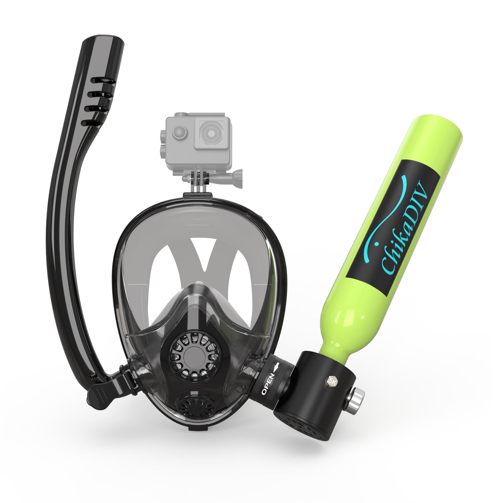 Mini Scuba Tank with Sub-Mask, 0.5L Diving Tank with Full-face Mask Underwater Breath System up to 10 Minutes
