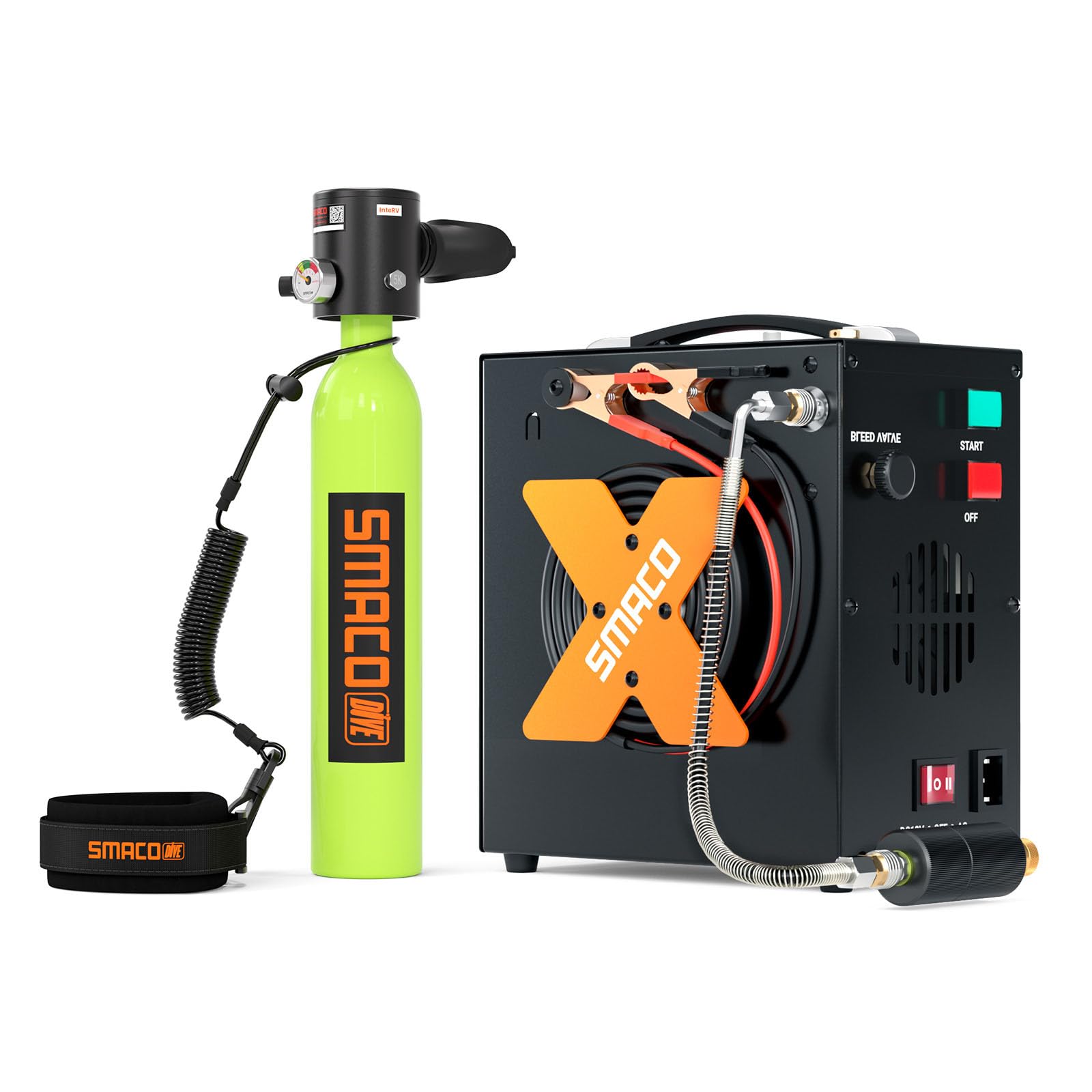 SMACO Mini Scuba Tank 0.5L Portable Small Diving Tank for Underwater Breathing Reusable Diving Cylinder up to 10 Minutes Dive Time Lung Diving Tank Emergency Rescue Pony Bottle S300