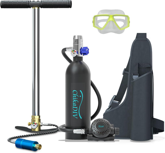 Mini Scuba Tank with 1L Capacity Portable Lung Tank Diving Tank Diving Equipment Fit for Emergency Rescue,Snorkeling, and Ship Repair