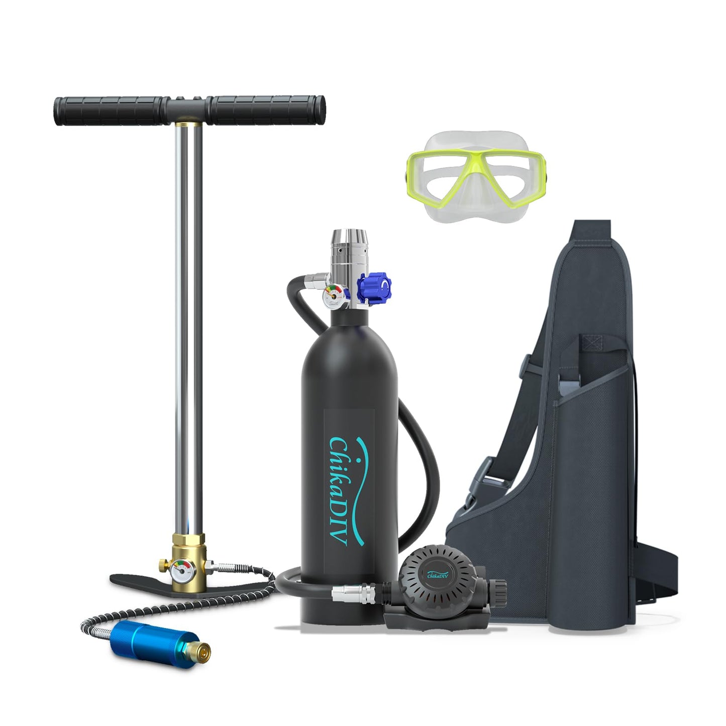 Mini Scuba Tank with 1L Capacity Portable Lung Tank Diving Tank Diving Equipment Fit for Emergency Rescue,Snorkeling, and Ship Repair