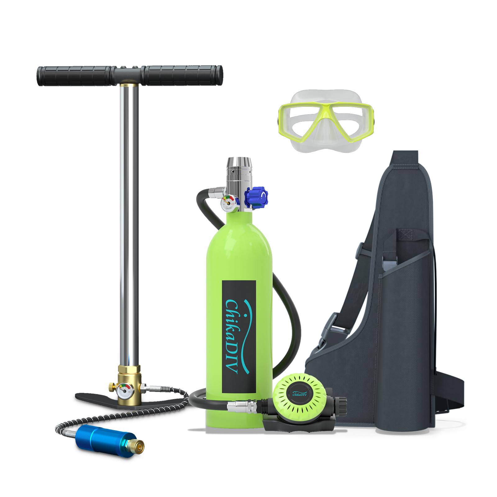 Mini Scuba Tank with 1L Capacity Portable Lung Tank Diving Tank Diving Equipment Fit for Emergency Rescue,Snorkeling, and Ship Repair