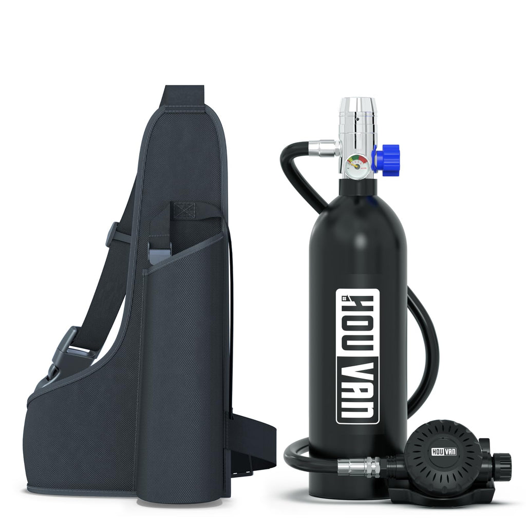 H400 Mini Scuba Tank 1.0L Scuba Tank Up to 20 Minutes Underwater Breathing Portable Diving Tank with On-Off Valve Reusable Pony Bottle for Underwater Exploration Emergency/Recreation