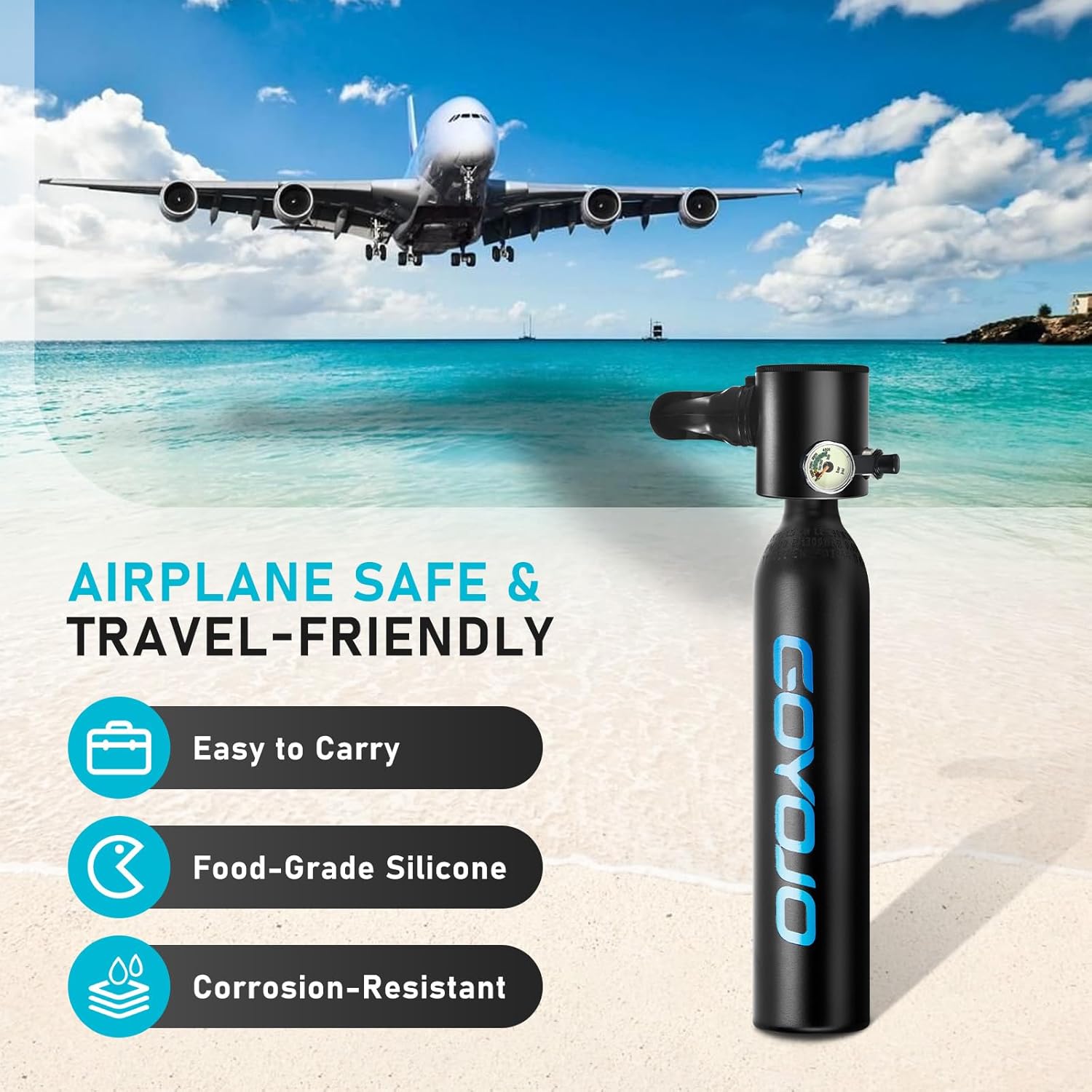 0.5L Mini Scuba Tank with Pump, Portable Diving Tank, Lung Tank Kits with 3000 PSI Max Pressure, Reusable Scuba Diving Kit Gear with Pump Underwater Breathing Training