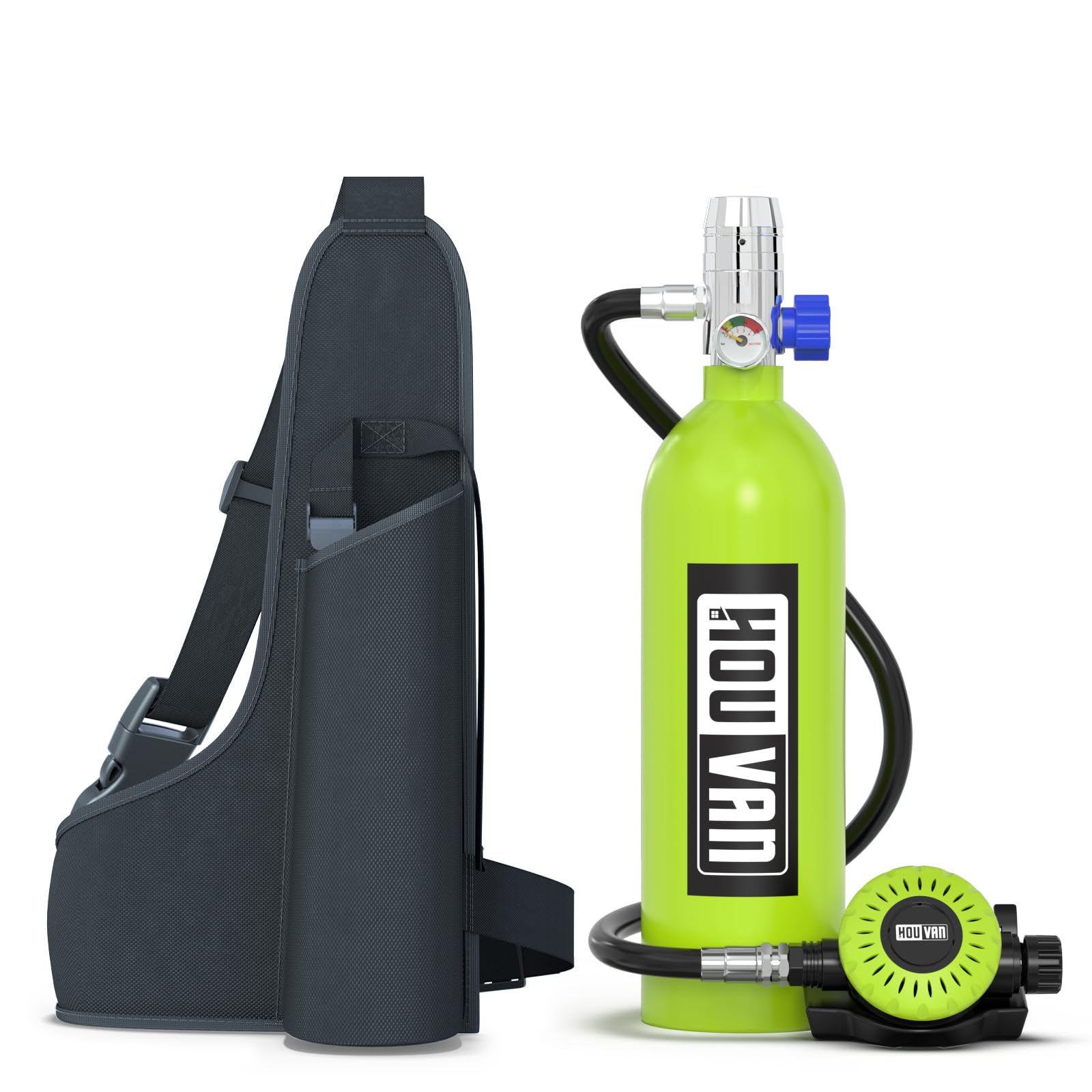 H400 Mini Scuba Tank 1.0L Scuba Tank Up to 20 Minutes Underwater Breathing Portable Diving Tank with On-Off Valve Reusable Pony Bottle for Underwater Exploration Emergency/Recreation