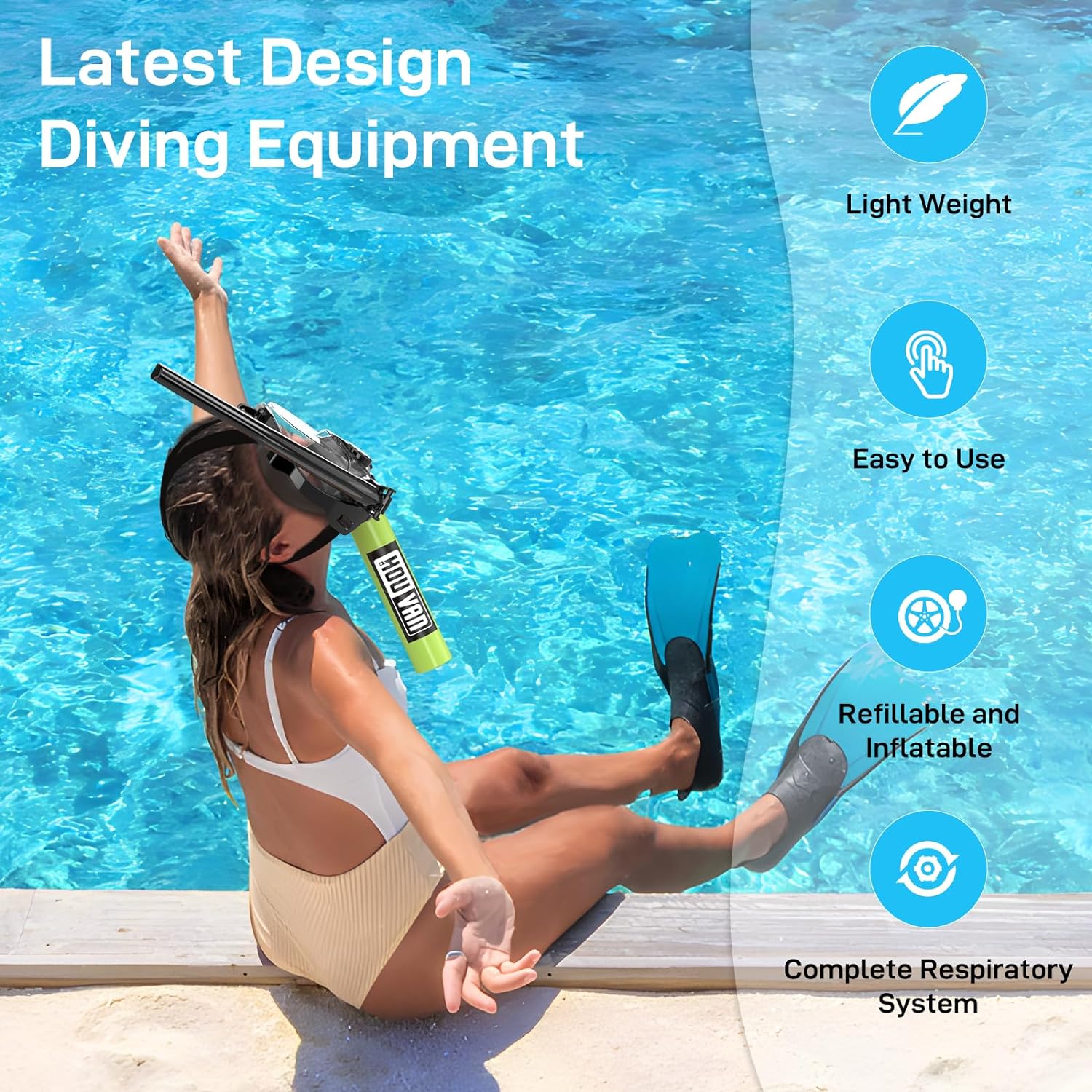 Mini Scuba Tank with Snorkel Mask 0.5L Inflatable Diving Tank with Full Face Diving Mask Pony Bottle Backup Diving Air Tank Suits for Recreational Snorkeling Shallow Diving