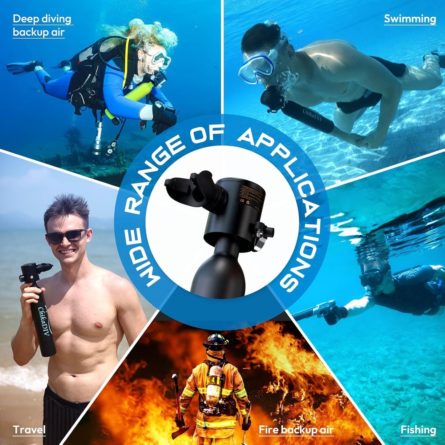 Mini Scuba Tank with Pump,Portable Diving Tank,0.5l Lung Tank for Snorkeling Diving, Reusable Scuba Diving Kit Gear with Pump Underwater Breathing Training, Emergency Rescue