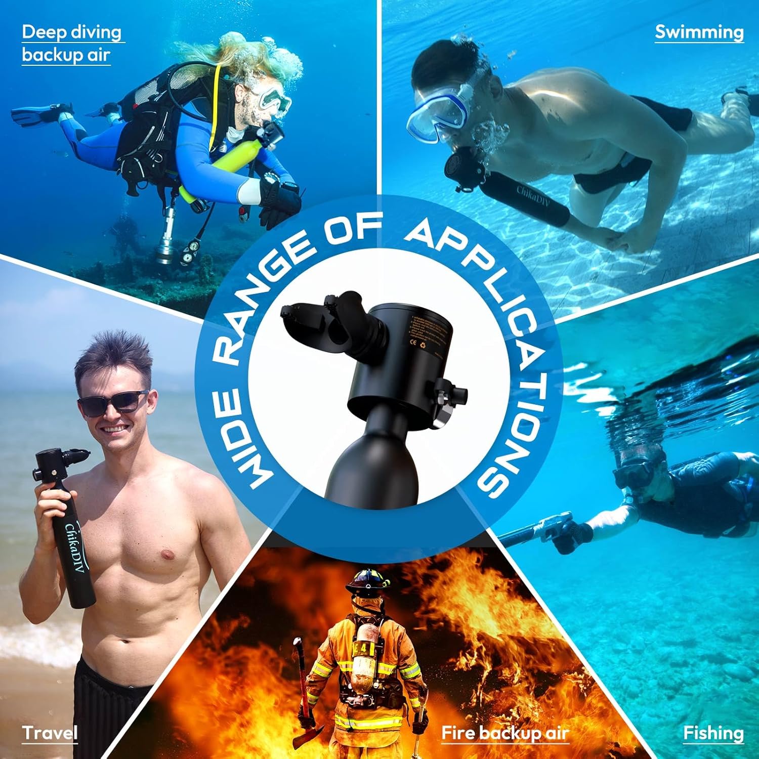 Mini Scuba Tank with Pump,Portable Diving Tank,0.5l Lung Tank for Snorkeling Diving, Reusable Scuba Diving Kit Gear with Pump Underwater Breathing Training, Emergency Rescue