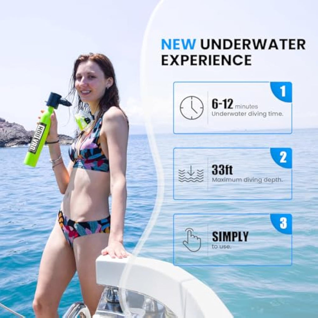 Houvan Mini Scuba Tank 0.5L Capacity Inflatable Diving Tank Up to Support 10 Minutes of Underwater Breathing